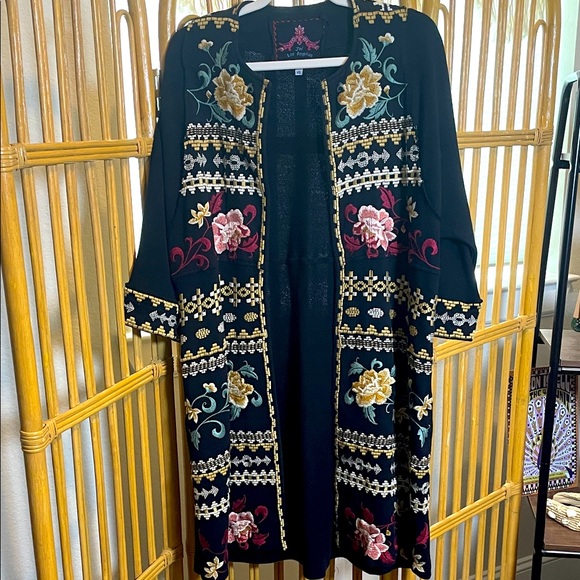 Jackets & Blazers - JOHNNY WAS Embroidered ARALYN COAT Raw Seamed Coat Cardigan